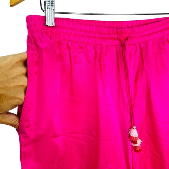 Hale Bob Ceres Silk Straight Fit Pant in Hot Pink size Medium - Picture 4 of 7